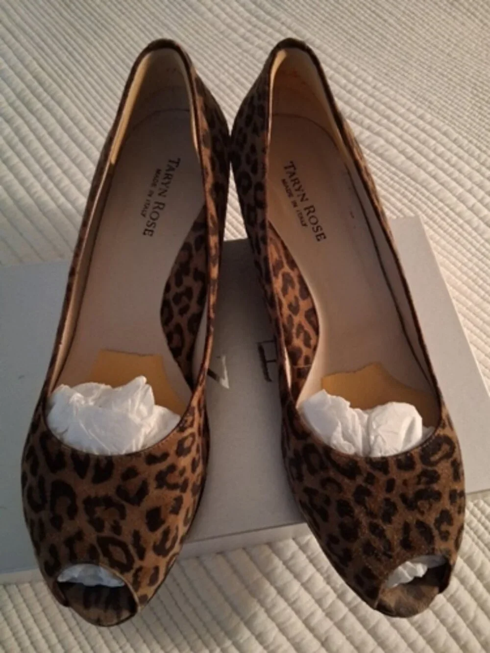 Taryn Rose Leopard Print Calf Hair Wedge Heel Open Toed EU40/US 9-9.5 Runs small